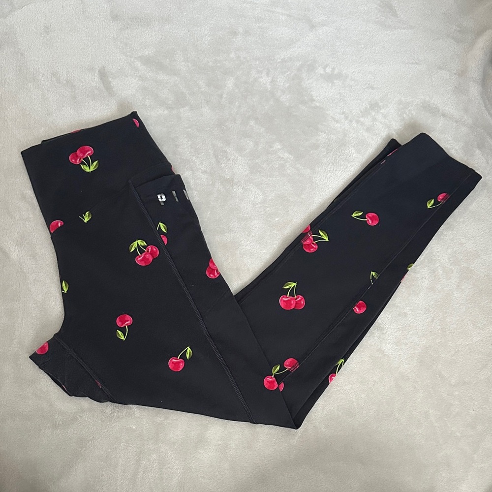 PINK Victoria's Secret Cherry Print Black Legging